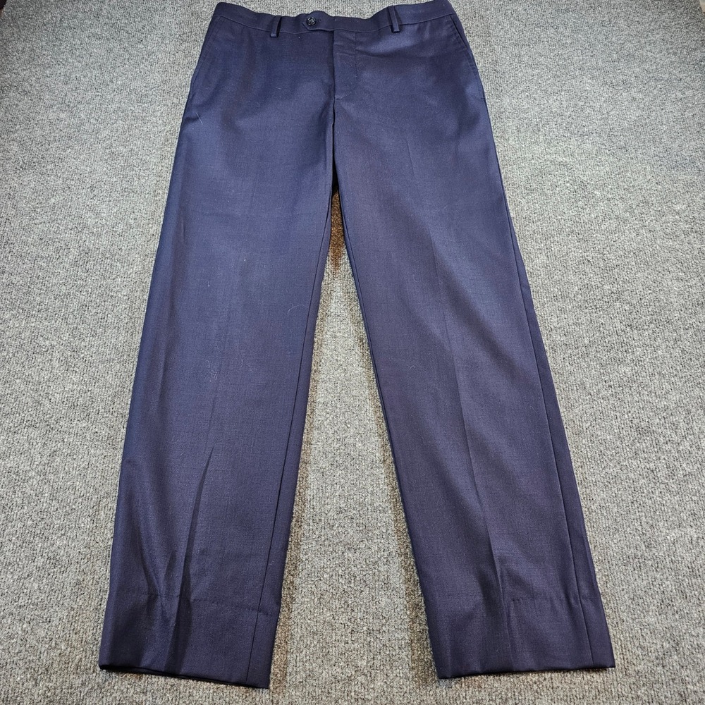 Joseph Abboud Mens 33x30 Navy Blue Wool Dress Pants Custom Express Formal Office
